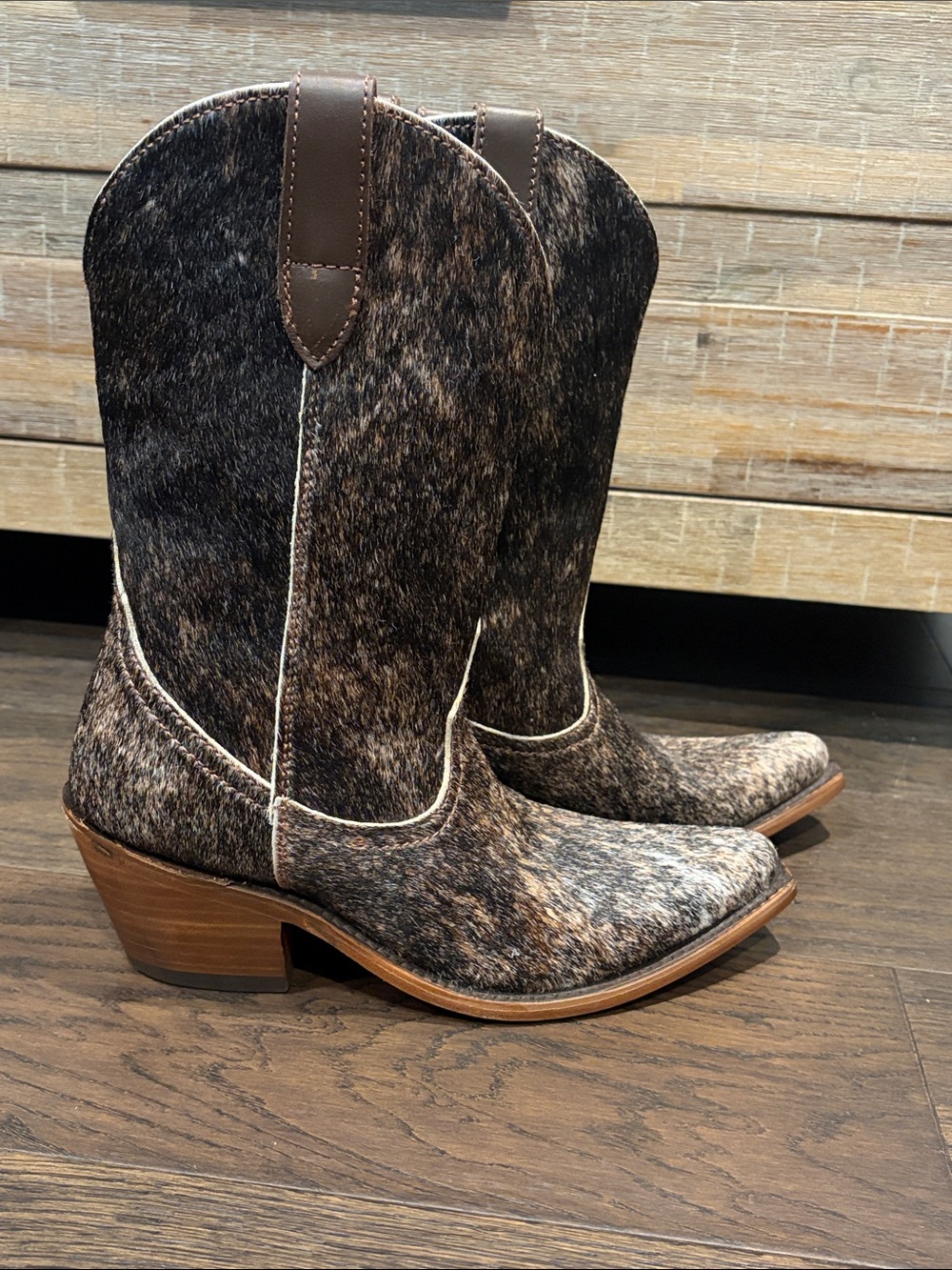 Liberty Black Cow Hide Brown Leather Cowboy boots, women, size 8